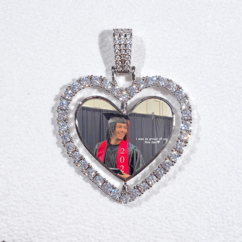3D Spinning 2-Faced Heart Custom Picture Pendant
