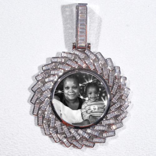 Large 3D Baguette Custom Picture Pendant