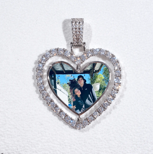 3D Spinning 2-Faced Heart Custom Picture Pendant