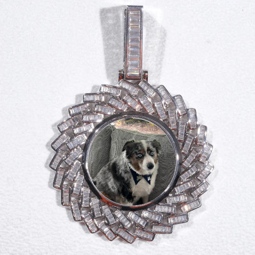 Large 3D Baguette Custom Picture Pendant