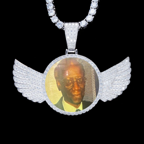 925S & VVS Moissanite 3D Wing Custom Picture Pendant
