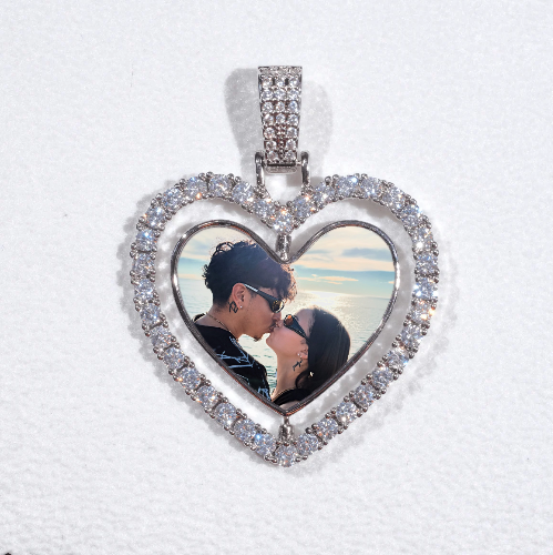 3D Spinning 2-Faced Heart Custom Picture Pendant