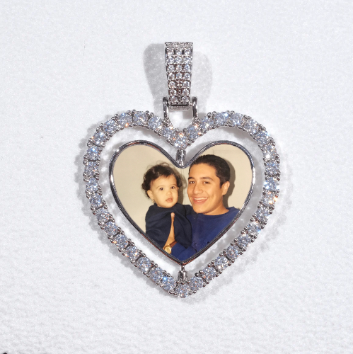 3D Spinning 2-Faced Heart Custom Picture Pendant
