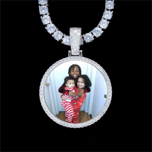 925S & VVS Moissanite 3D Circle Custom Picture Pendant