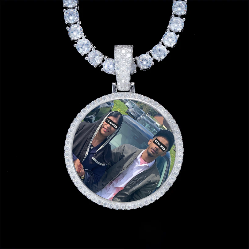 925S & VVS Moissanite 3D Circle Custom Picture Pendant