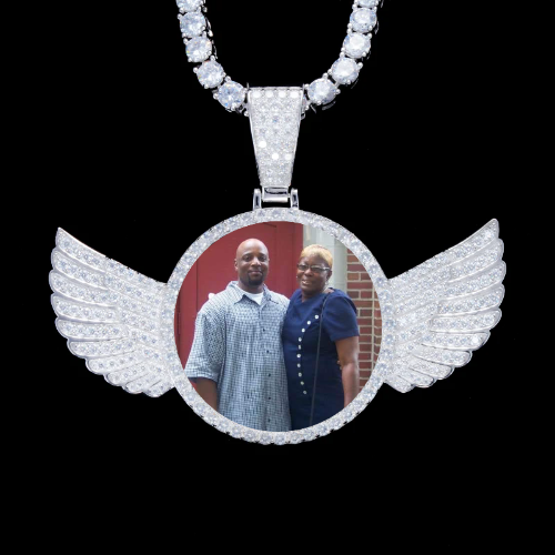 925S & VVS Moissanite 3D Wing Custom Picture Pendant