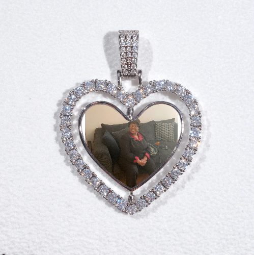 3D Spinning 2-Faced Heart Custom Picture Pendant