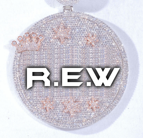 CUSTOM LETTER NECKLACE 3D BIG CROWN DISC
