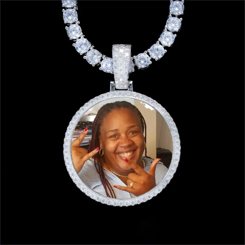 925S & VVS Moissanite 3D Circle Custom Picture Pendant