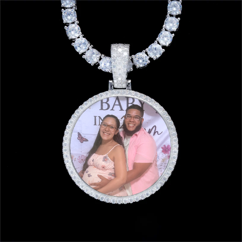 925S & VVS Moissanite 3D Circle Custom Picture Pendant