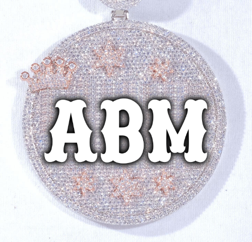 CUSTOM LETTER NECKLACE 3D BIG CROWN DISC