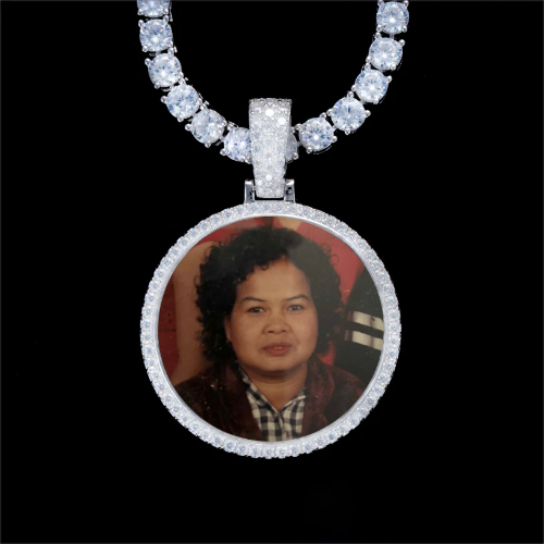 925S & VVS Moissanite 3D Circle Custom Picture Pendant