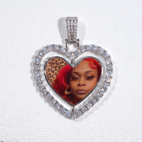 3D Spinning 2-Faced Heart Custom Picture Pendant