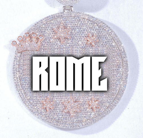 CUSTOM LETTER NECKLACE 3D BIG CROWN DISC
