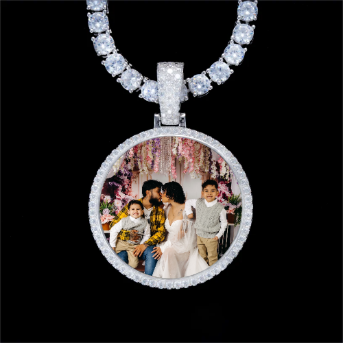 925S & VVS Moissanite 3D Circle Custom Picture Pendant