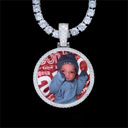 925S & VVS Moissanite 3D Circle Custom Picture Pendant