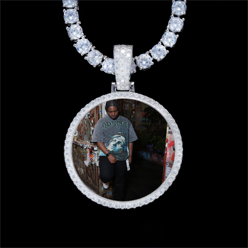 925S & VVS Moissanite 3D Circle Custom Picture Pendant