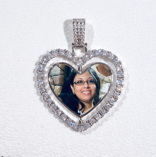3D Spinning 2-Faced Heart Custom Picture Pendant