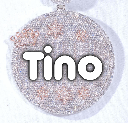 CUSTOM LETTER NECKLACE 3D BIG CROWN DISC