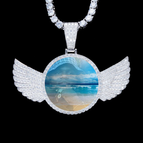 925S & VVS Moissanite 3D Wing Custom Picture Pendant