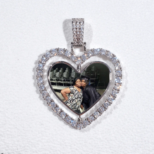 3D Spinning 2-Faced Heart Custom Picture Pendant