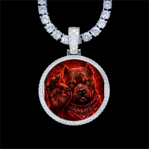 925S & VVS Moissanite 3D Circle Custom Picture Pendant