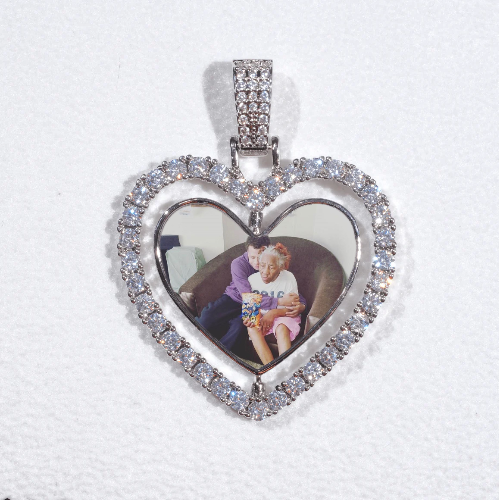 3D Spinning 2-Faced Heart Custom Picture Pendant