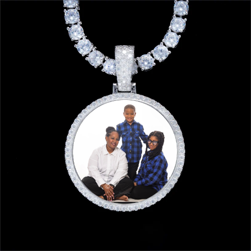 925S & VVS Moissanite 3D Circle Custom Picture Pendant