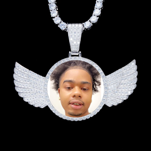 925S & VVS Moissanite 3D Wing Custom Picture Pendant