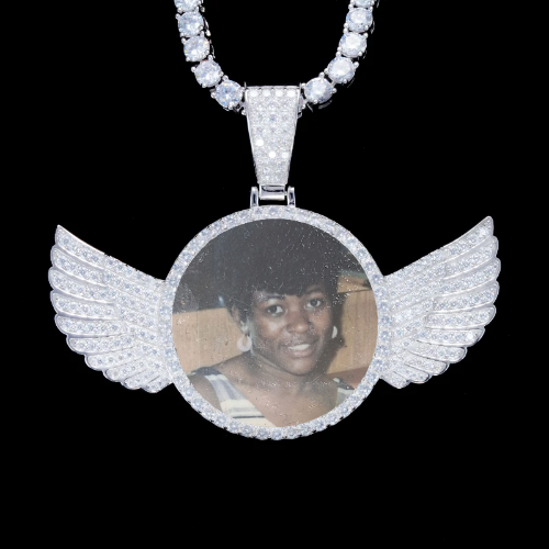 925S & VVS Moissanite 3D Wing Custom Picture Pendant