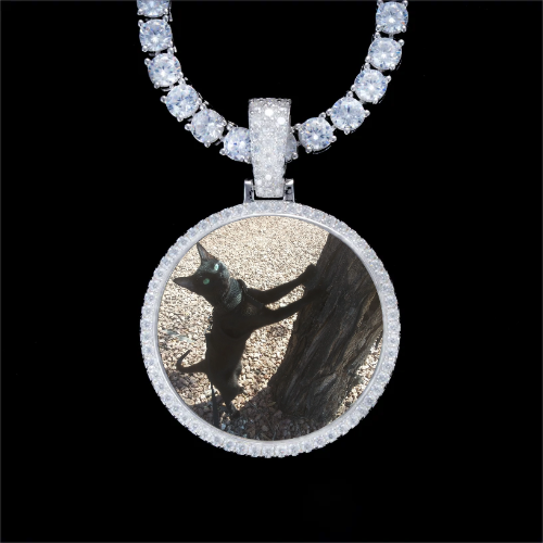 925S & VVS Moissanite 3D Circle Custom Picture Pendant