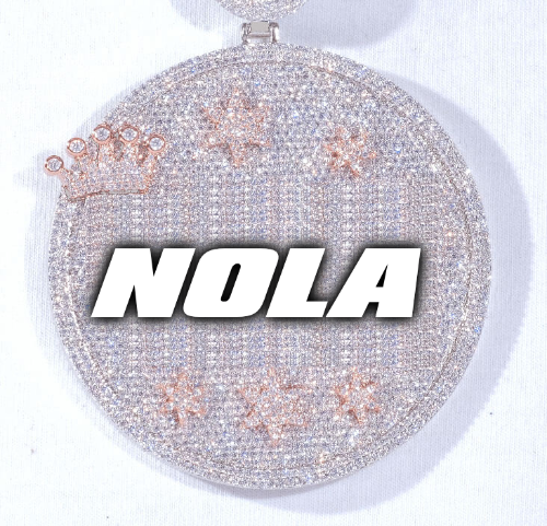 CUSTOM LETTER NECKLACE 3D BIG CROWN DISC
