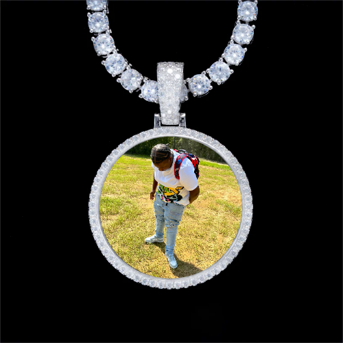 925S & VVS Moissanite 3D Circle Custom Picture Pendant