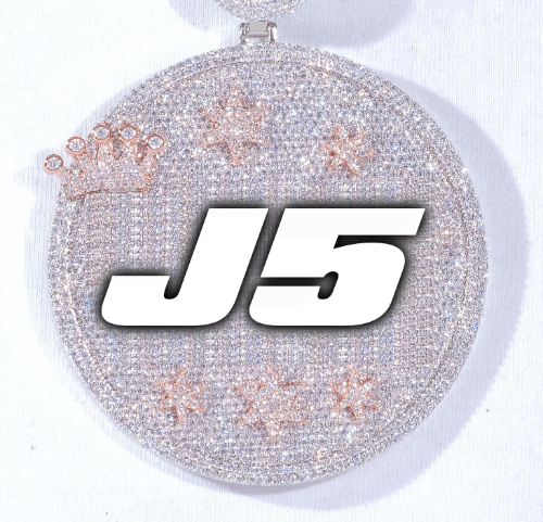 CUSTOM LETTER NECKLACE 3D BIG CROWN DISC