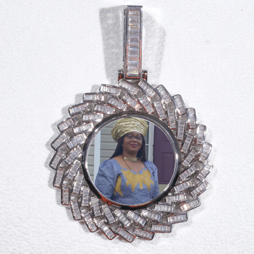 Large 3D Baguette Custom Picture Pendant