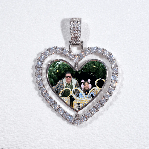 3D Spinning 2-Faced Heart Custom Picture Pendant