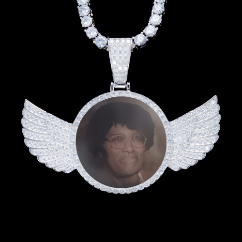 925S & VVS Moissanite 3D Wing Custom Picture Pendant