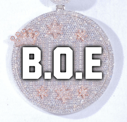 CUSTOM LETTER NECKLACE 3D BIG CROWN DISC