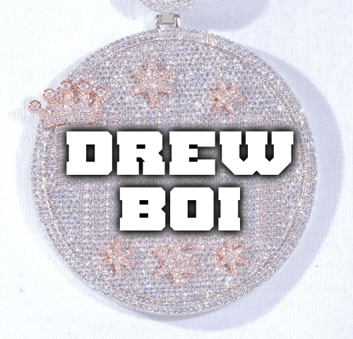 CUSTOM LETTER NECKLACE 3D BIG CROWN DISC