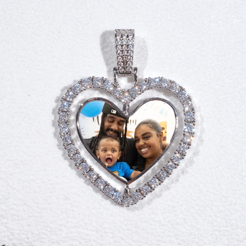 3D Spinning 2-Faced Heart Custom Picture Pendant