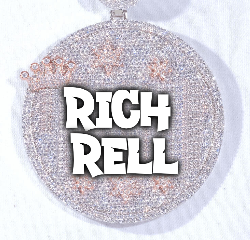 CUSTOM LETTER NECKLACE 3D BIG CROWN DISC