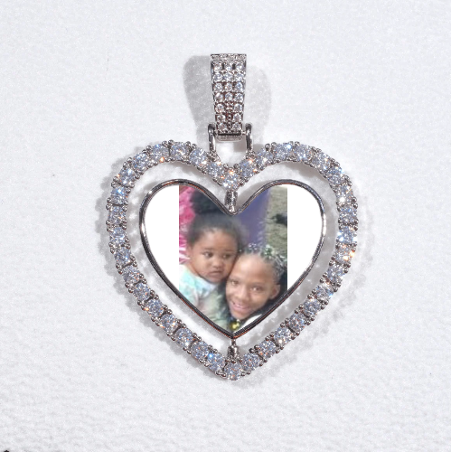 3D Spinning 2-Faced Heart Custom Picture Pendant