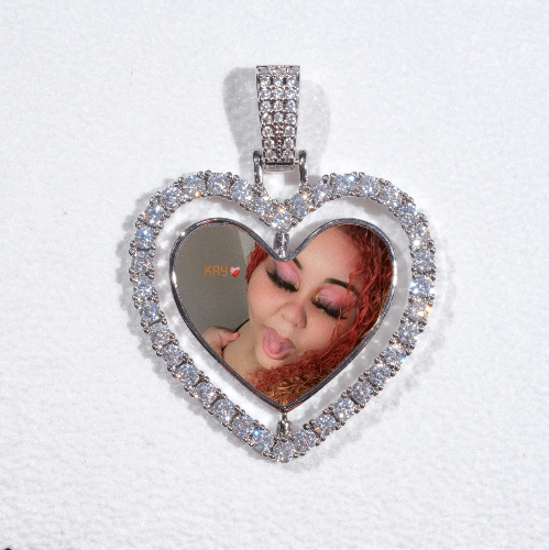 3D Spinning 2-Faced Heart Custom Picture Pendant