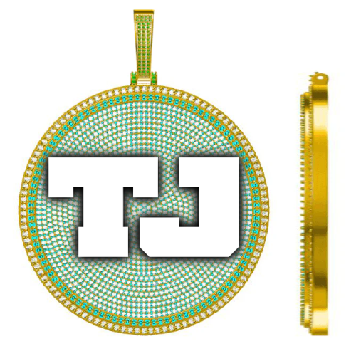 CUSTOM LETTER NECKLACE 3D BIG DISC
