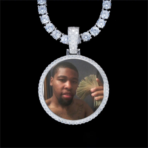 925S & VVS Moissanite 3D Circle Custom Picture Pendant