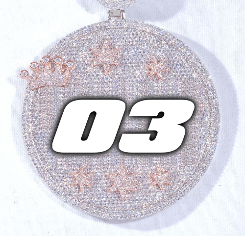 CUSTOM LETTER NECKLACE 3D BIG CROWN DISC