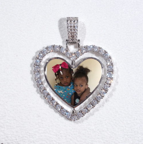 3D Spinning 2-Faced Heart Custom Picture Pendant