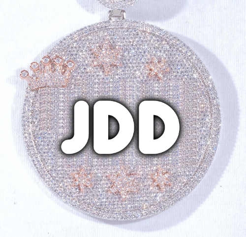 CUSTOM LETTER NECKLACE 3D BIG CROWN DISC