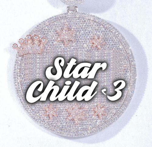 CUSTOM LETTER NECKLACE 3D BIG CROWN DISC