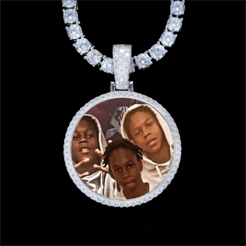 925S & VVS Moissanite 3D Circle Custom Picture Pendant